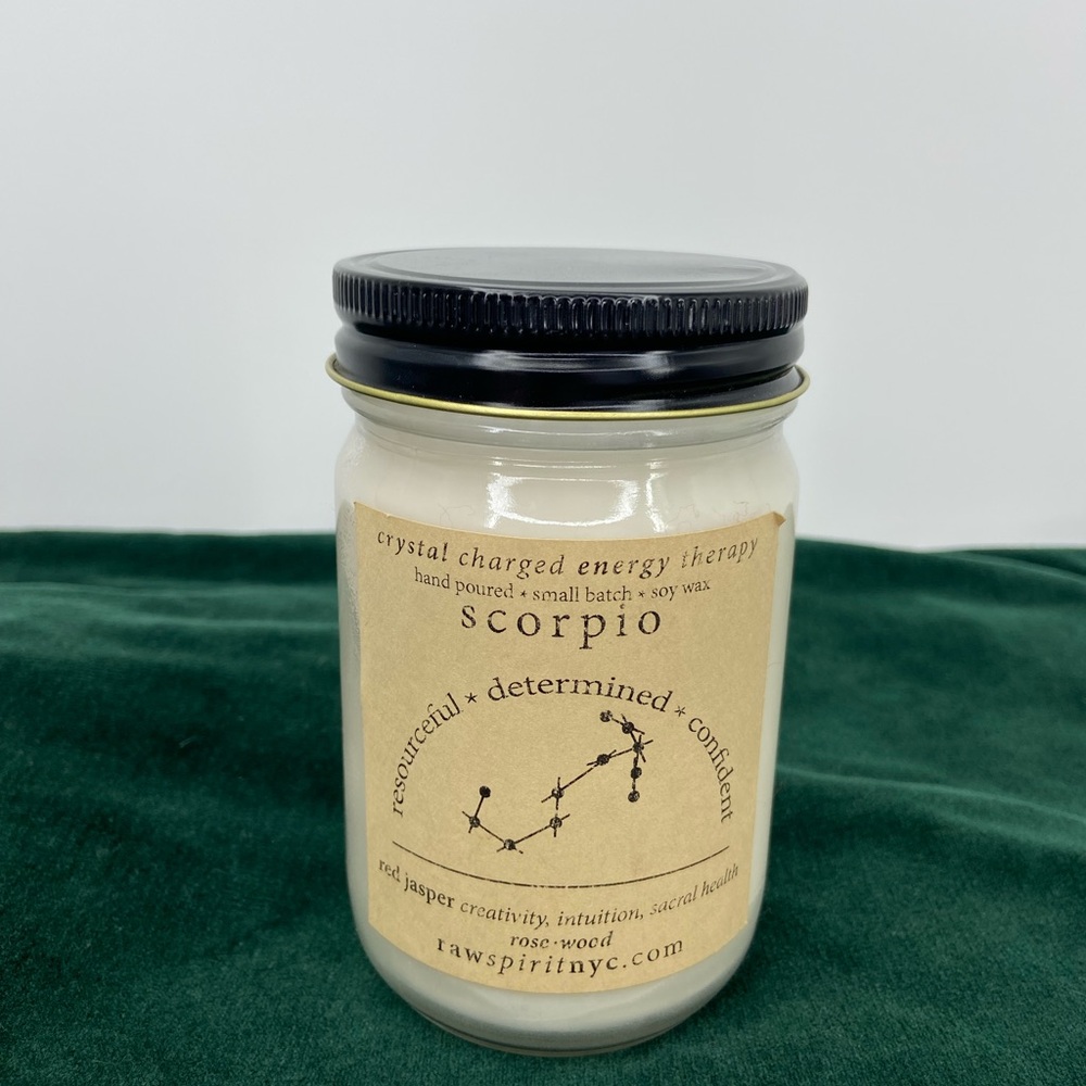 RawSpirit NYC Scorpio Candle Crystal Charged Energy Soy Candle